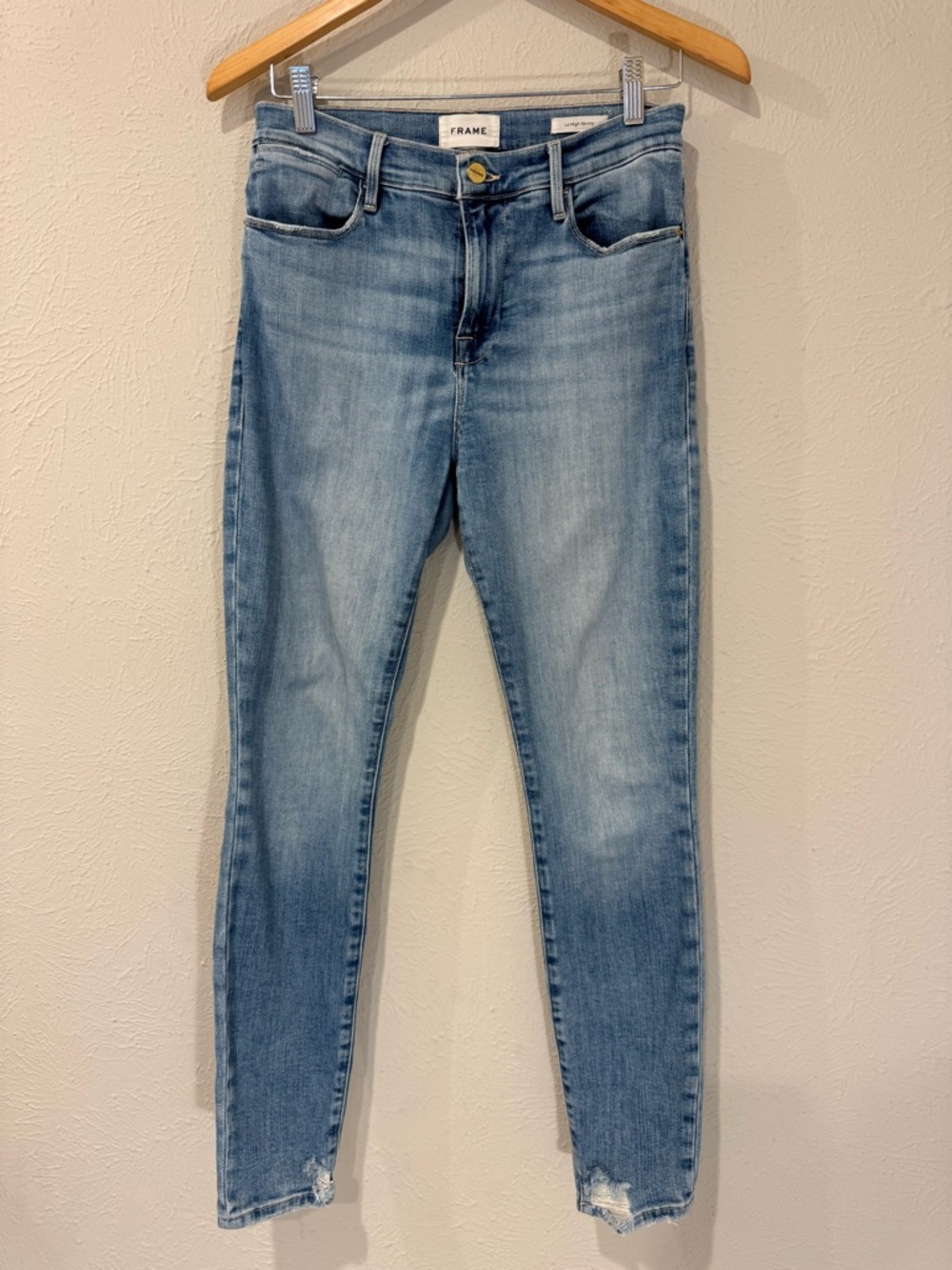Frame Denim Light Wash Mid-Rise Skinny Jeans